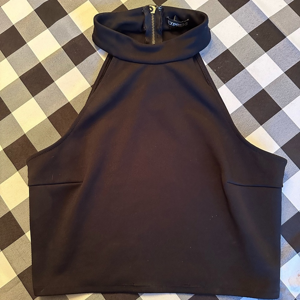 Black high neck crop top